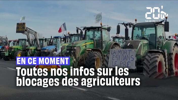 Tracteurs lors du blocage de l'A4 à Jossigny